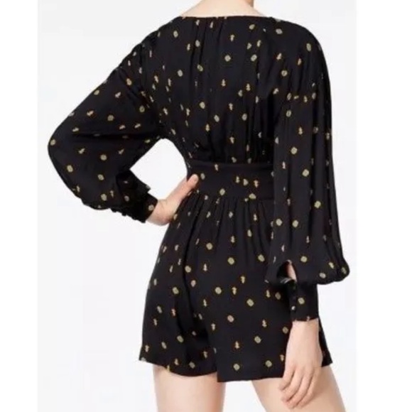 Free People black romper with gold green designs - Picture 4 of 11